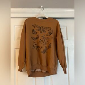 American Eagle Oversized Fit Sweater, Light Brown, Moth